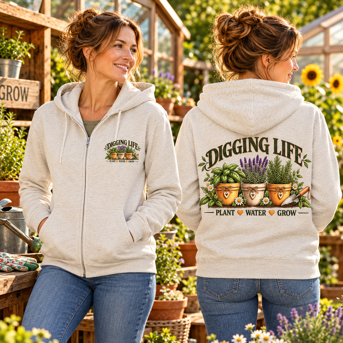 Digging Life Minimal Garden – Full Zip Hoodie