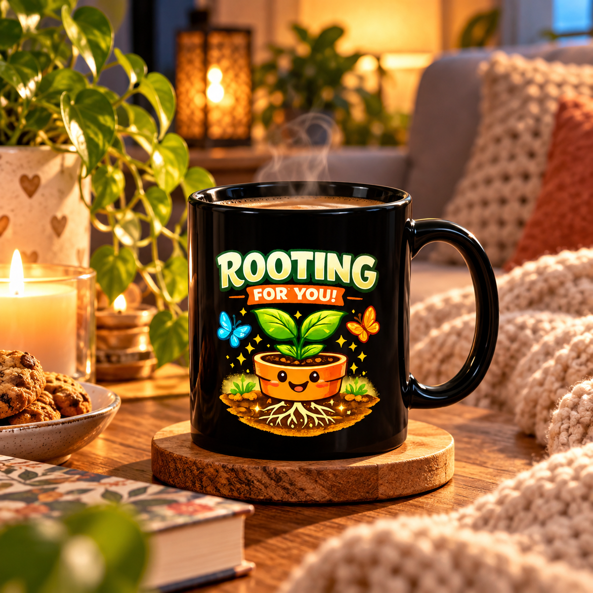 Rooting for You – Black Ceramic Mug