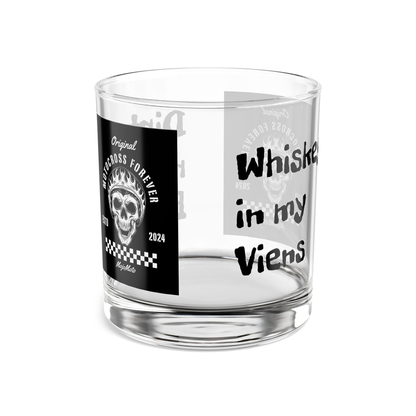 Motorcross Whiskey Rocks Glass - 10oz - Perfect for Riders and Enthusiasts Alike