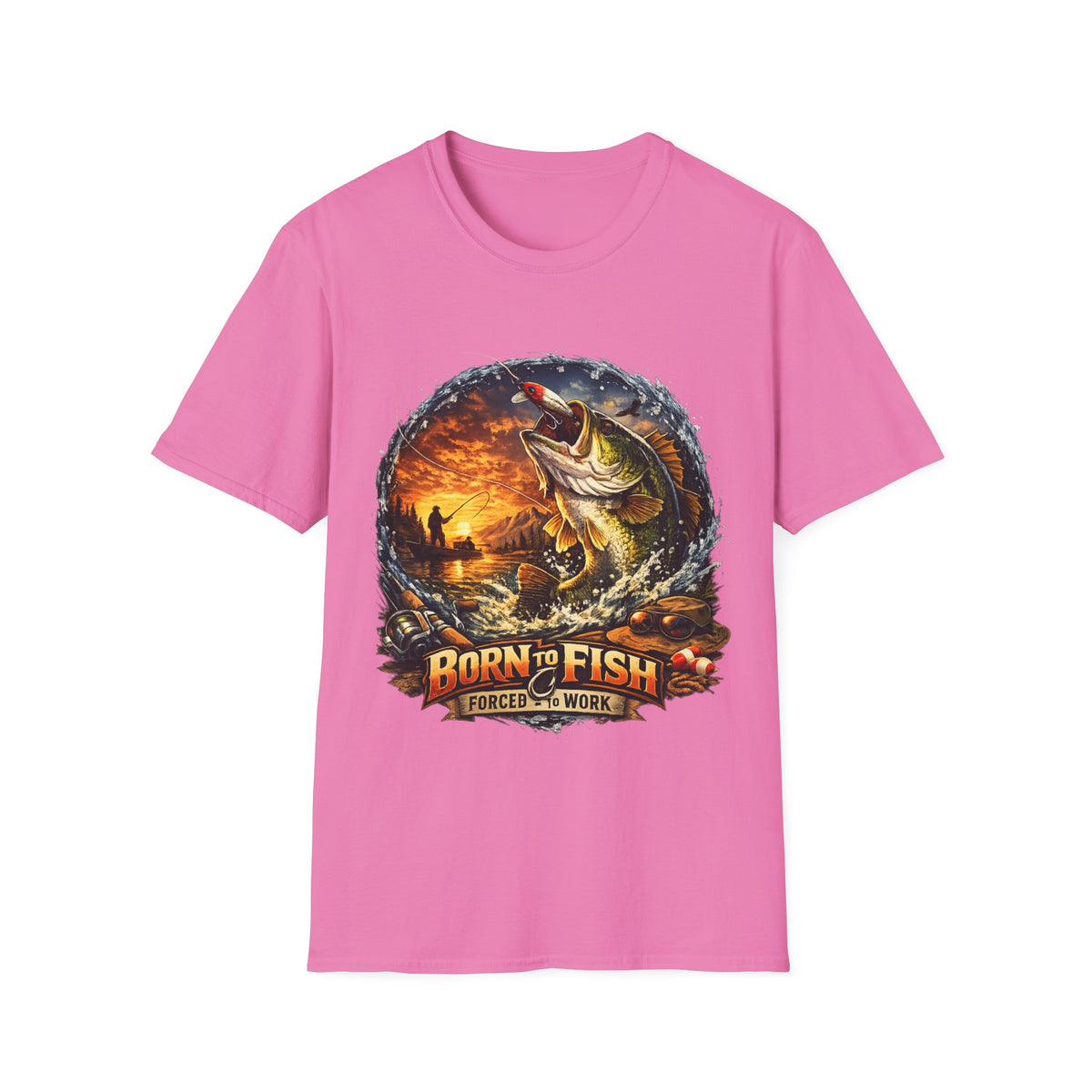Born to Fish Forced to Work T-Shirt – Fishing Graphic Tee