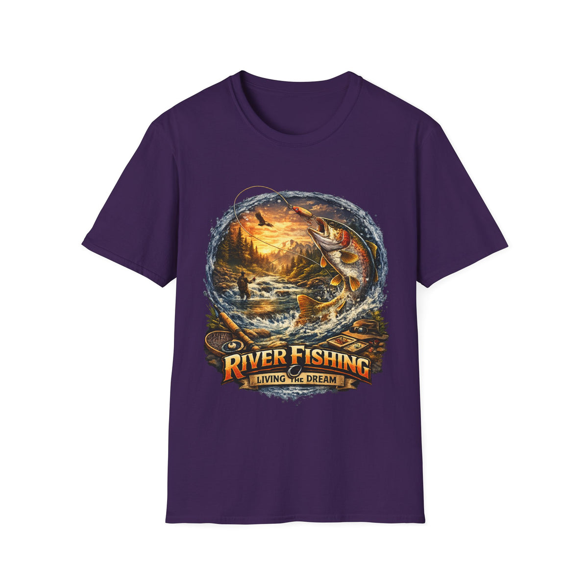 River Fishing Living the Dream T-Shirt – Angler Fishing Tee