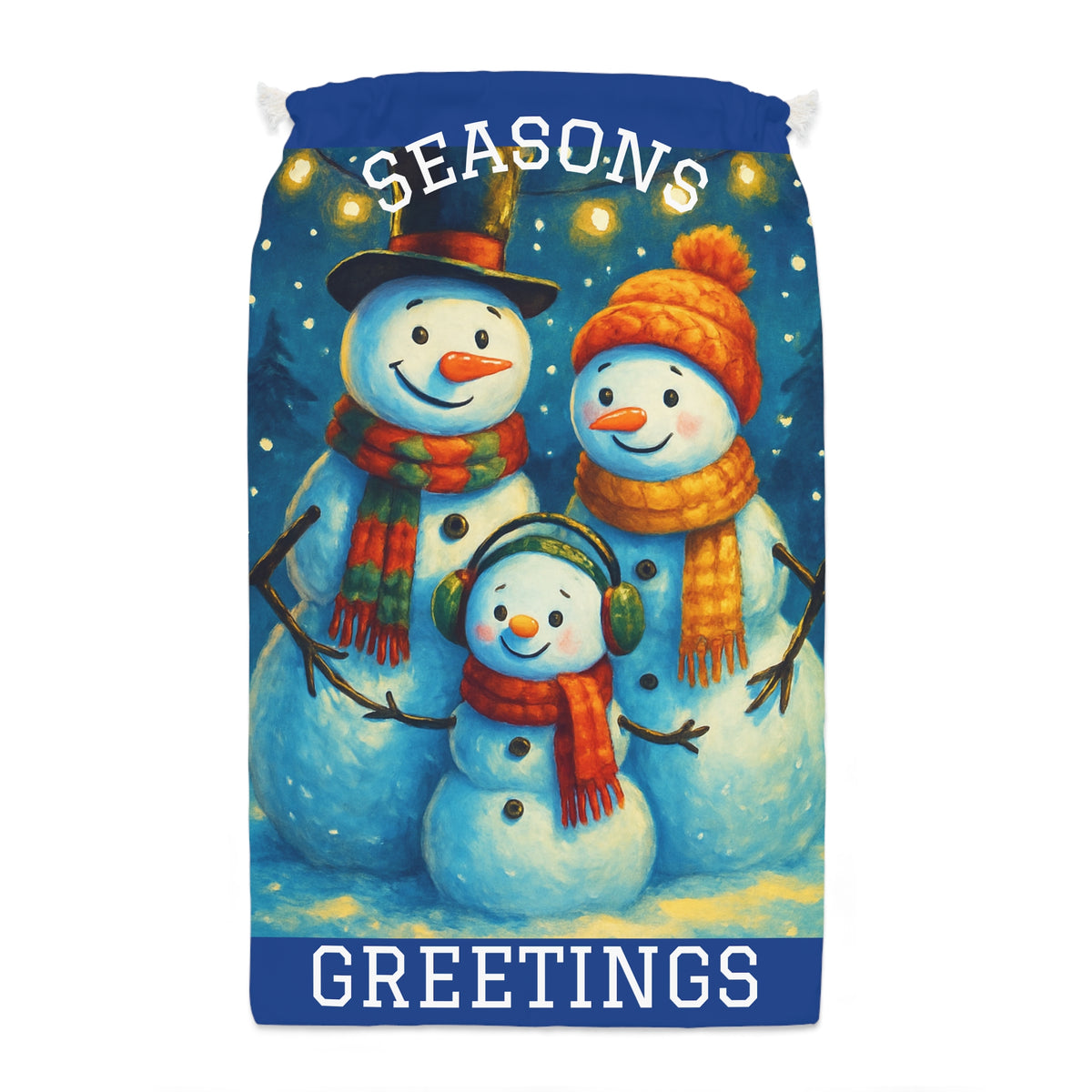 Snowman Family Christmas Gift Sack | Seasons Greetings Large Christmas Sack