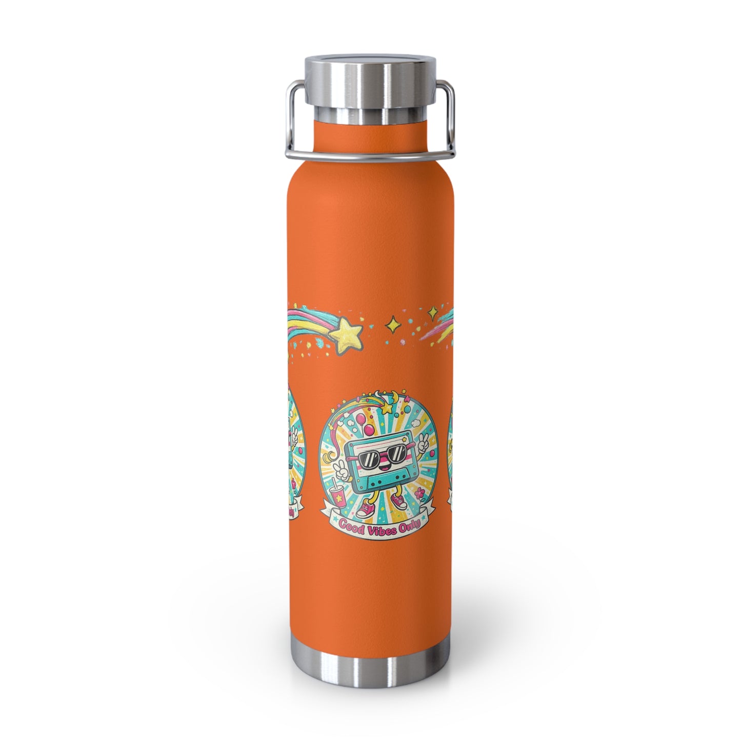 Retro Good Vibes Only Insulated Flask | Colourful Retro Travel Bottle | Stainless Steel Drinks Bottle | 80s & 90s Inspired