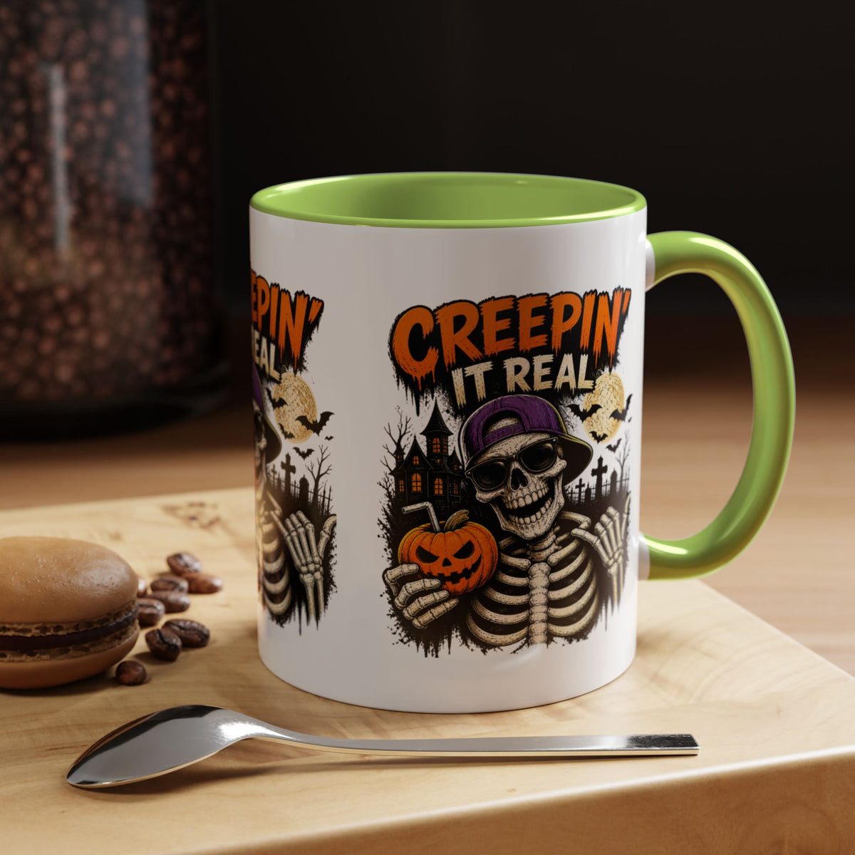 Creepin’ It Real Halloween Accent Mug – Skeleton Coffee Mug