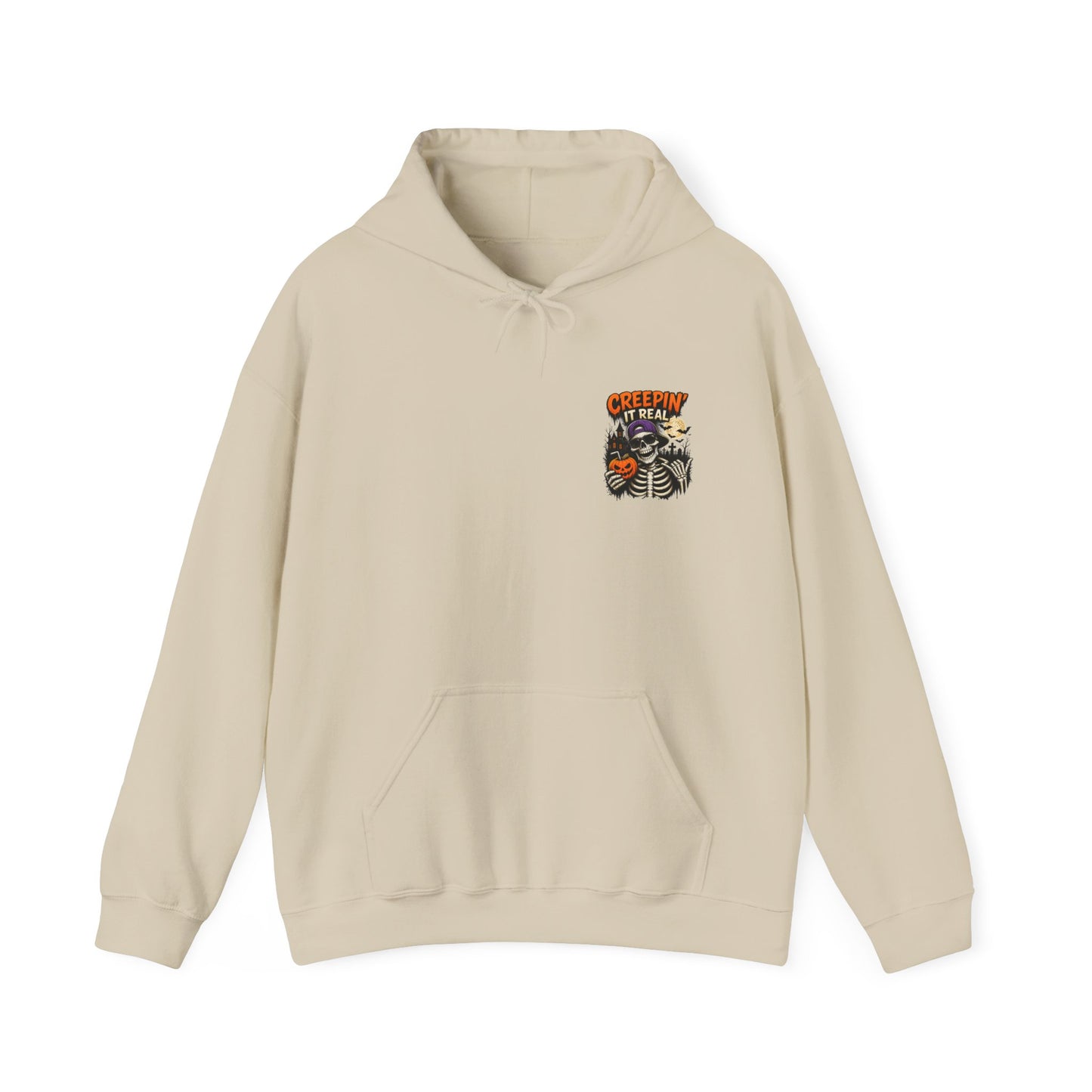Creepin’ It Real Halloween Hoodie – Unisex Skeleton Graphic Hoodie