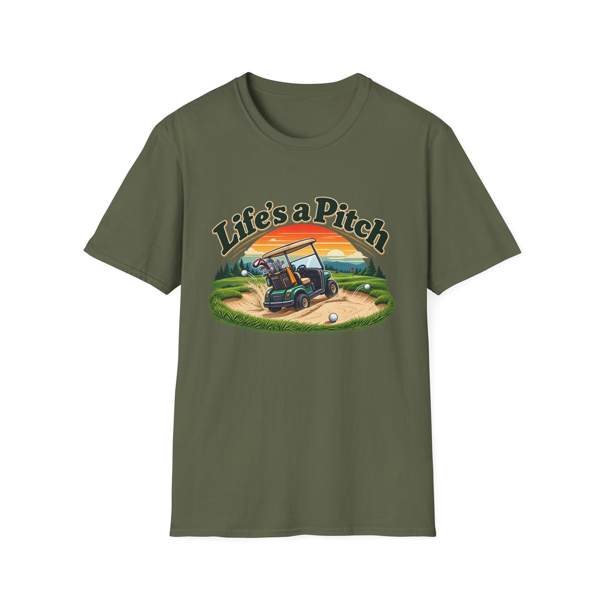 Life’s a Pitch Golf T-Shirt – Funny Golf Cart Tee