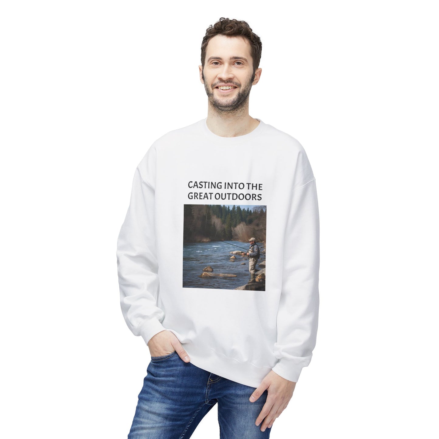 Outdoor Fishing Adventure Crewneck Sweatshirt - Cozy Gift for Nature Lovers, Fishing Enthusiasts, Outdoor Apparel, Casual Sweatshirt