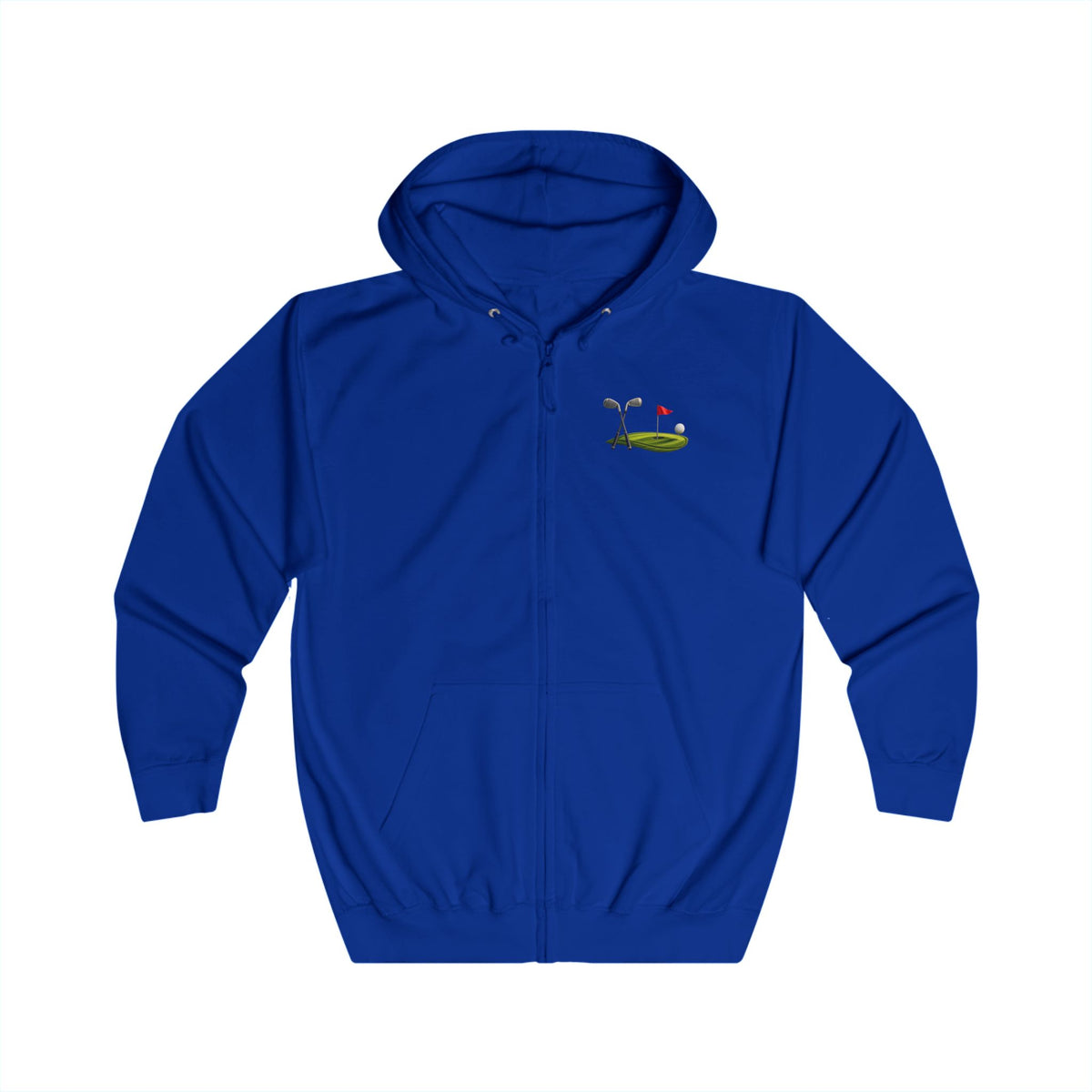 Minimal Golf Zip Hoodie – Subtle Golf Club & Flag Design