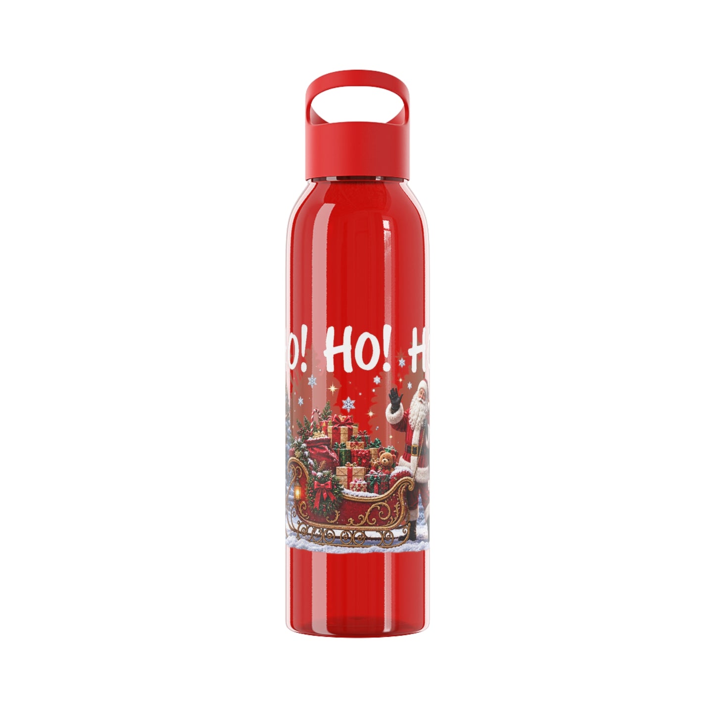 Ho Ho Ho Santa Christmas Water Bottle – Festive Sleigh Design