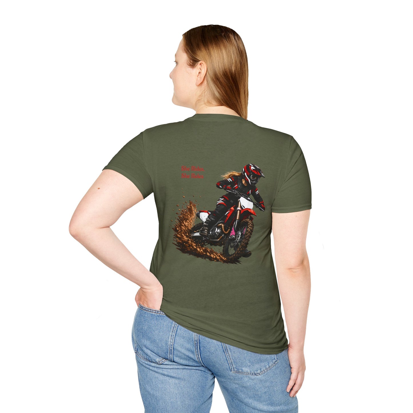 She Rides, She Rules Dirt Bike T-Shirt