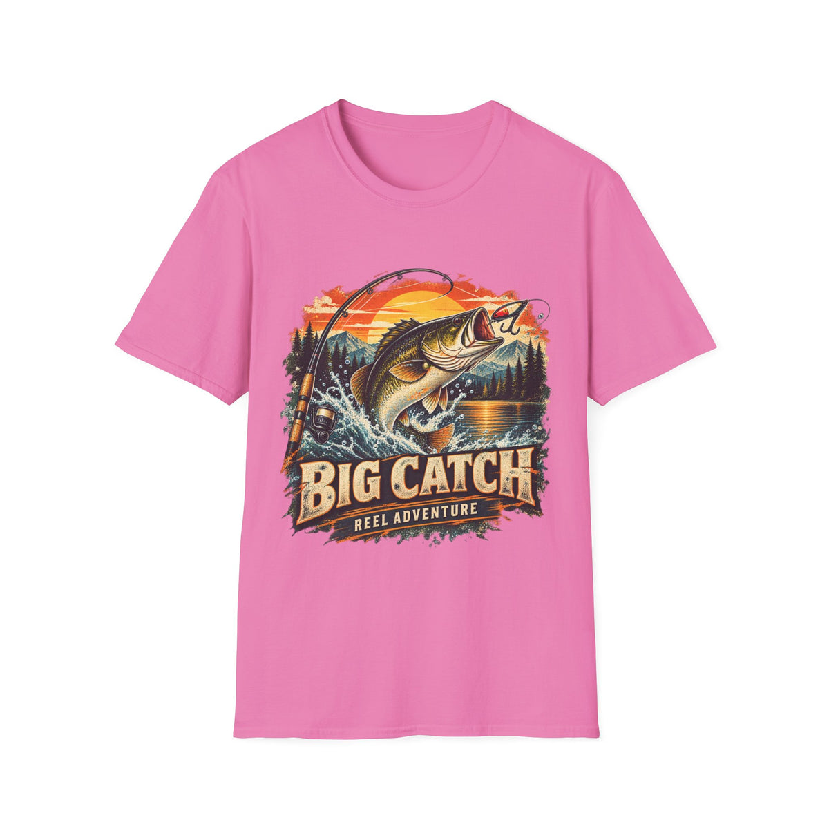 Big Catch Reel Adventure Fishing T-Shirt – Vintage Angler Graphic Tee