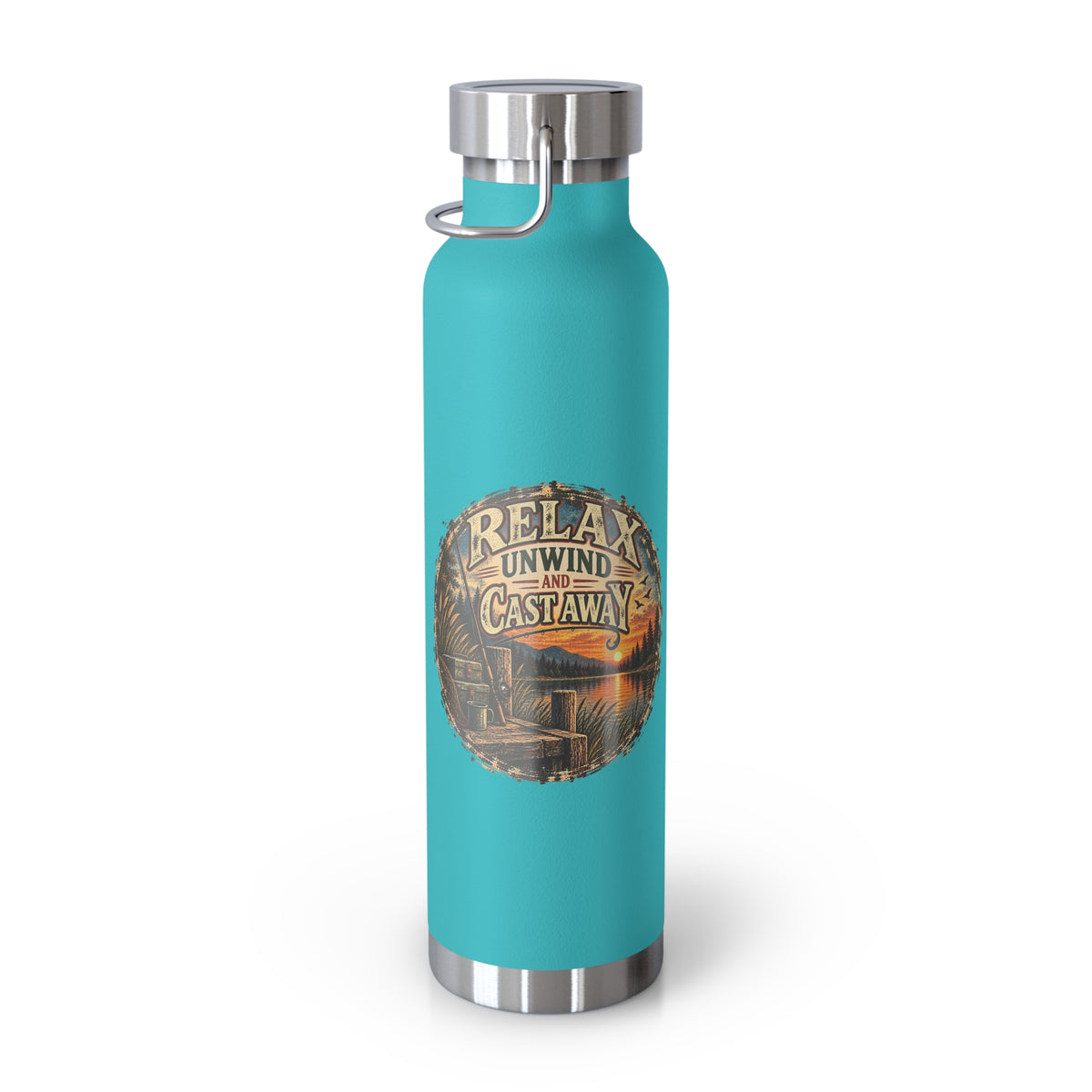 Relax, Unwind & Cast Away Insulated Flask – Vintage Fishing Flask