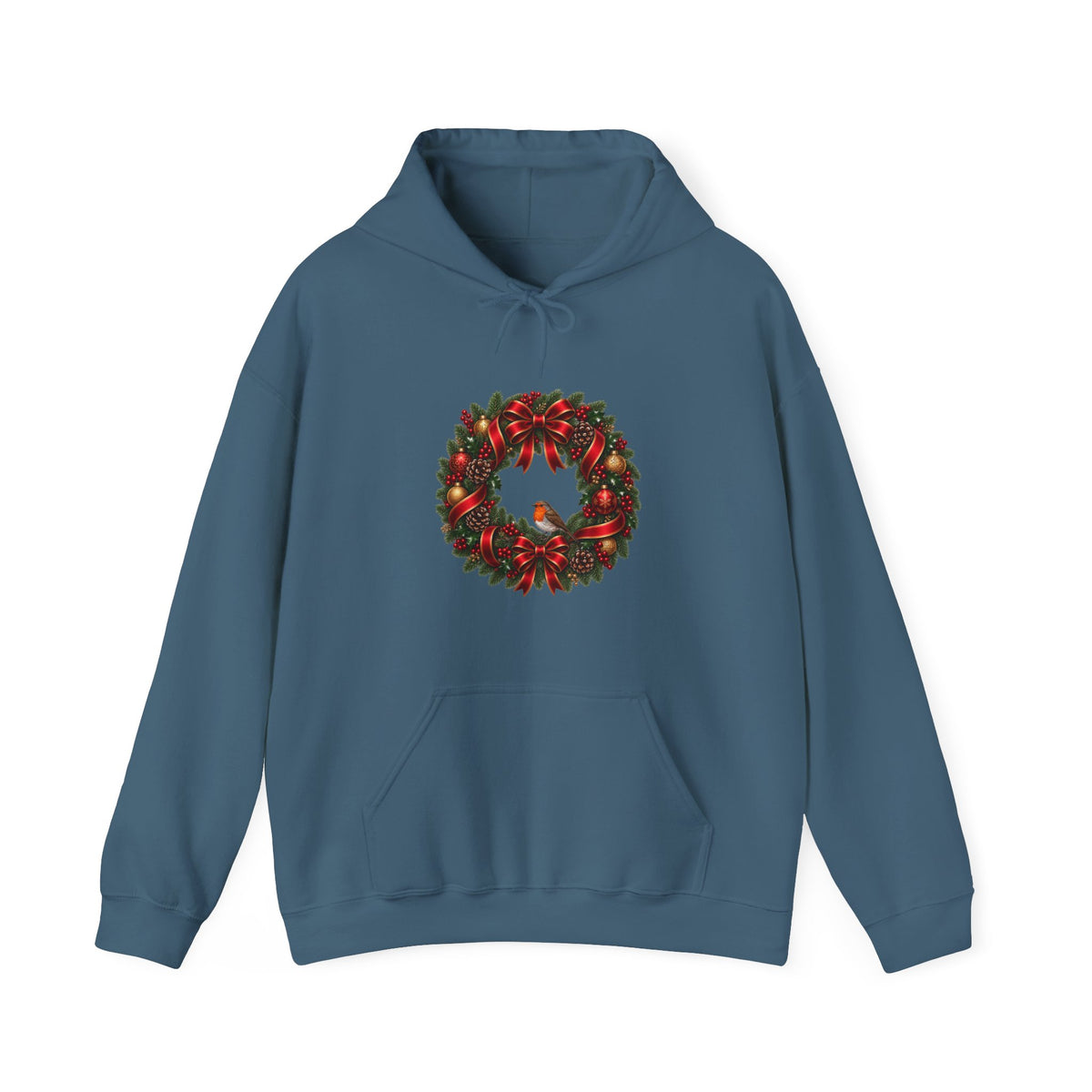 Christmas Wreath & Robin Hoodie – Festive Christmas Hoodie