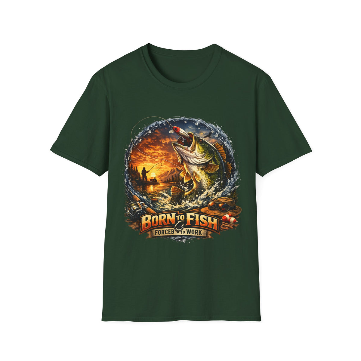Born to Fish Forced to Work T-Shirt – Fishing Graphic Tee