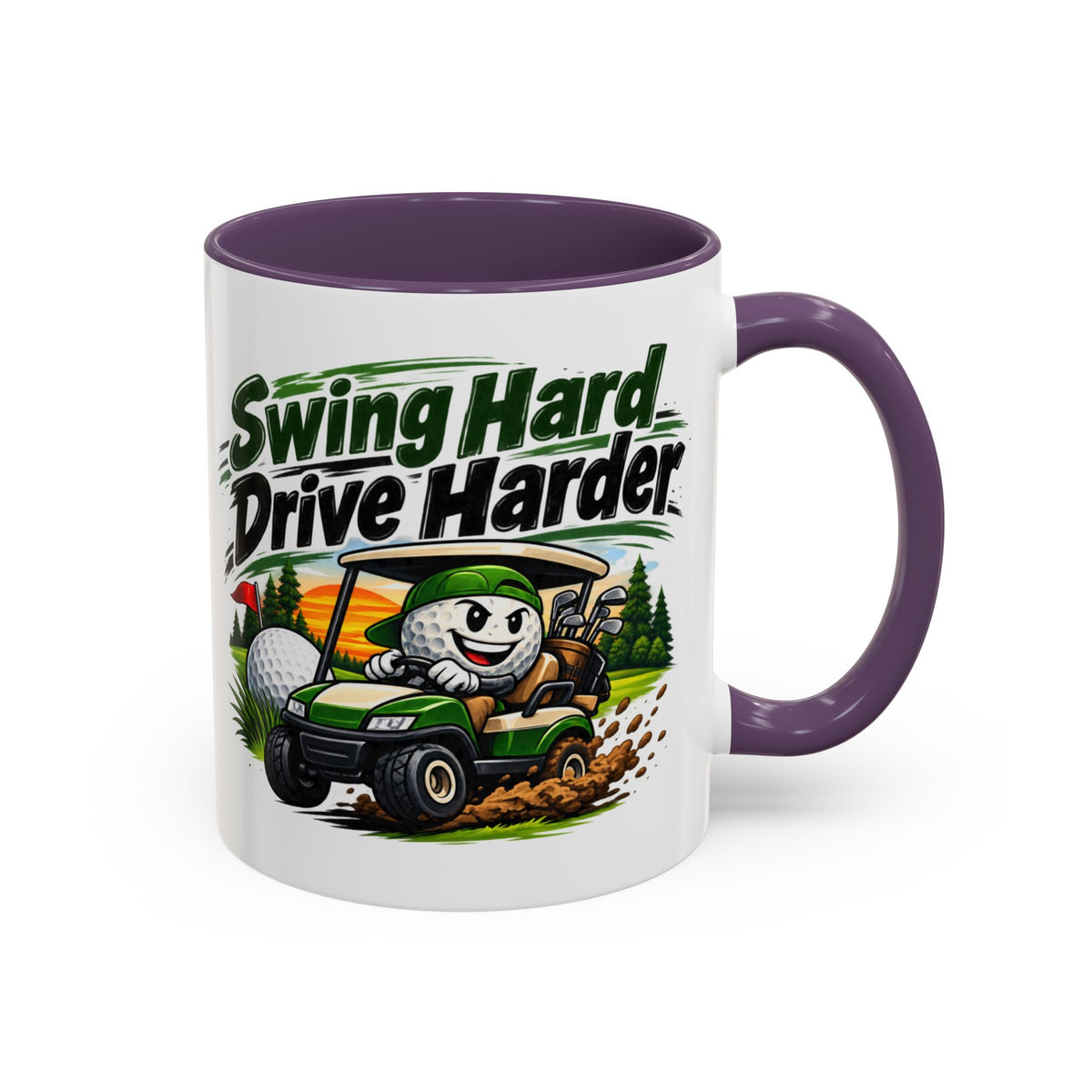 Swing Hard Golf Accent Mug – Drive Harder Golf Cart Design