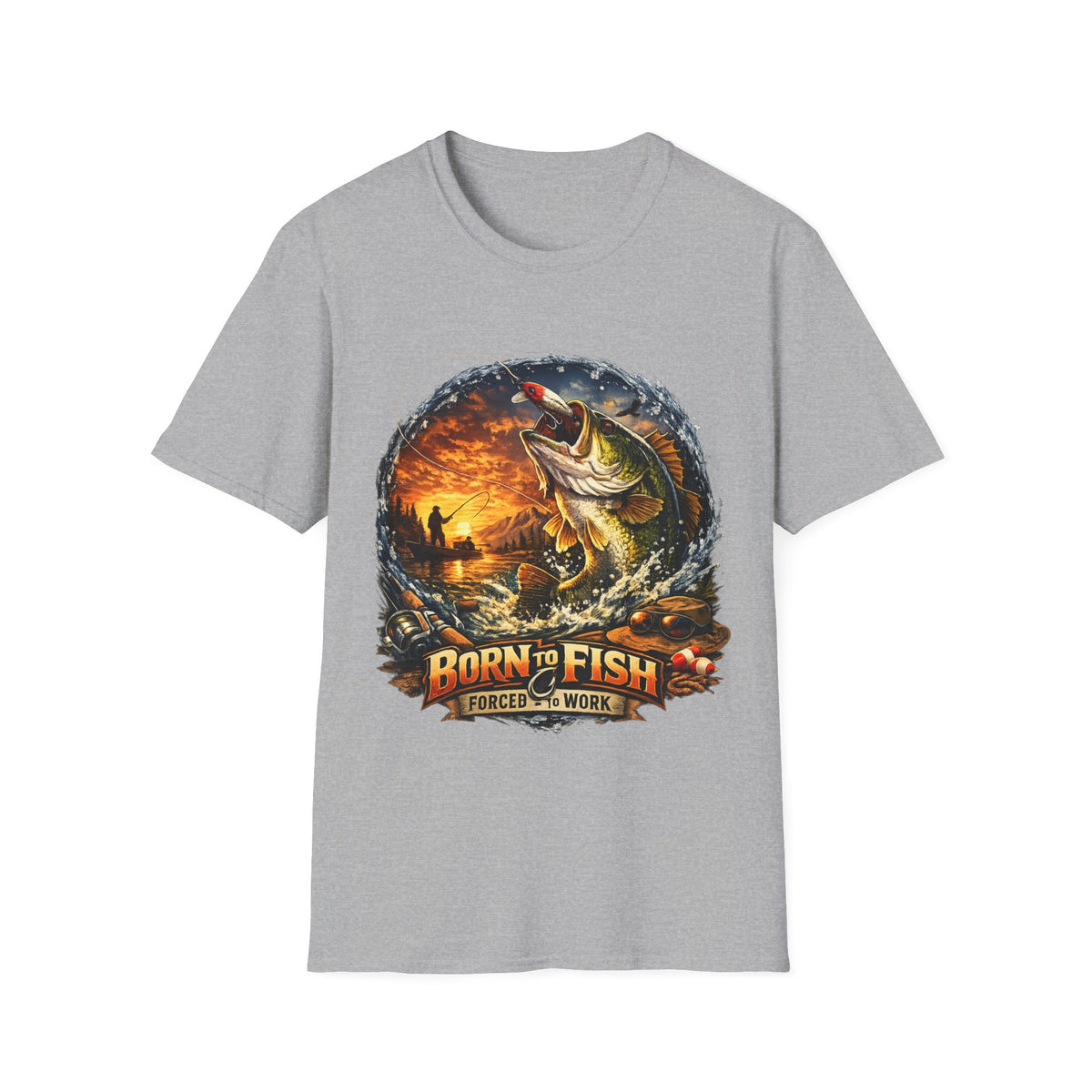 Born to Fish Forced to Work T-Shirt – Fishing Graphic Tee