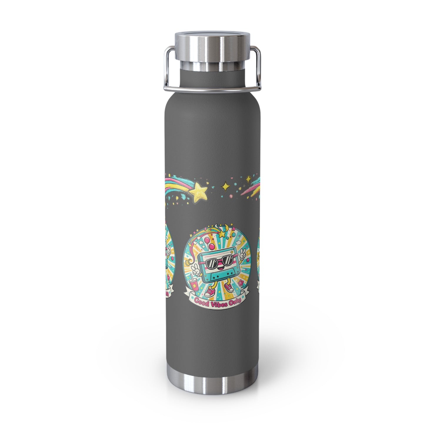 Retro Good Vibes Only Insulated Flask | Colourful Retro Travel Bottle | Stainless Steel Drinks Bottle | 80s & 90s Inspired