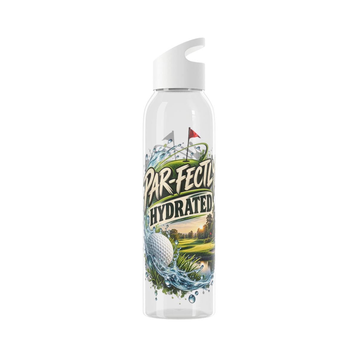 Bouteille d'eau de golf parfaitement hydratée Motif scène de golf dans une gamme de couleurs