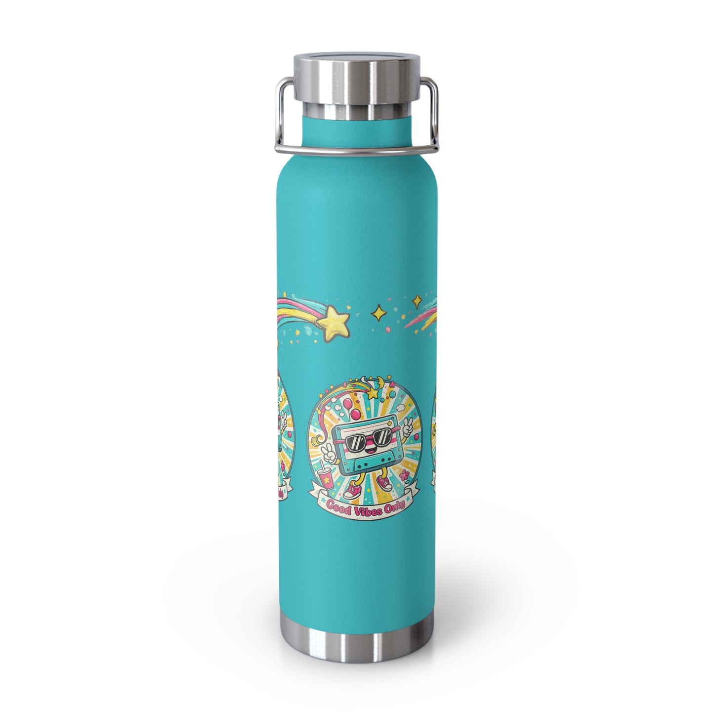 Retro Good Vibes Only Insulated Flask | Colourful Retro Travel Bottle | Stainless Steel Drinks Bottle | 80s & 90s Inspired