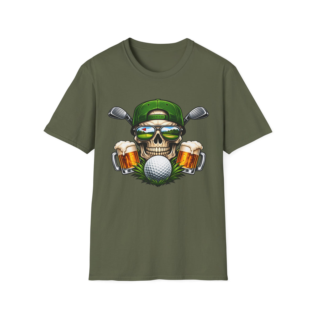 Fairways & Cold Beers Golf Skull T-Shirt