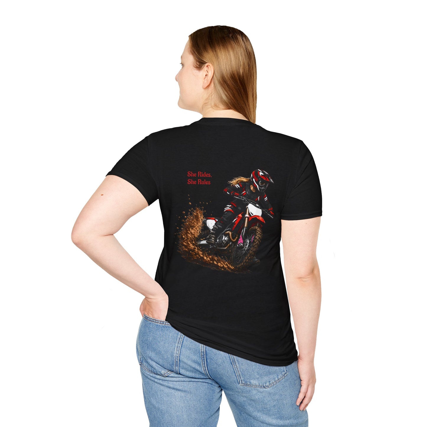 She Rides, She Rules Dirt Bike T-Shirt
