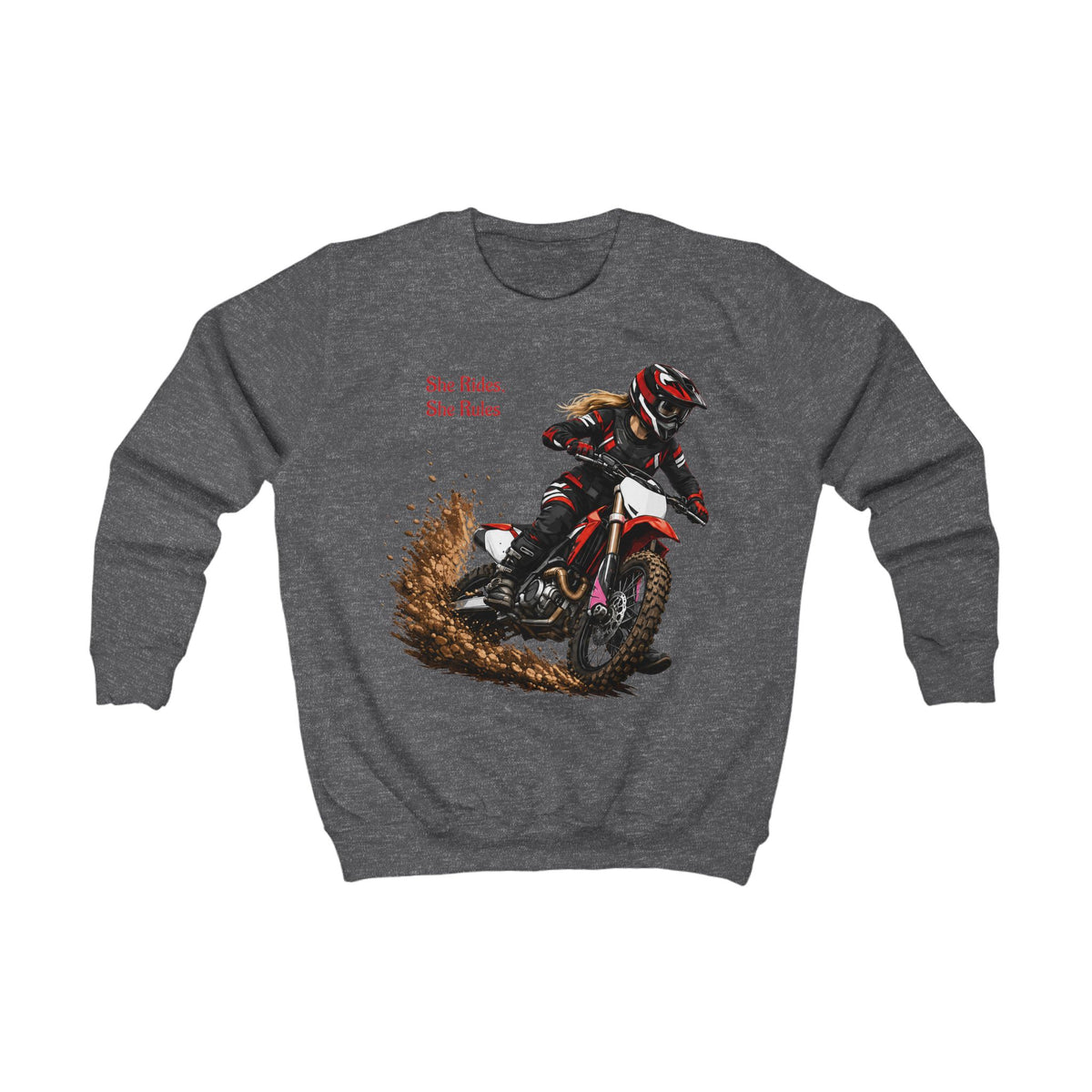 She Rides She Rules Youth Sweatshirt – Girls Motocross Jumper