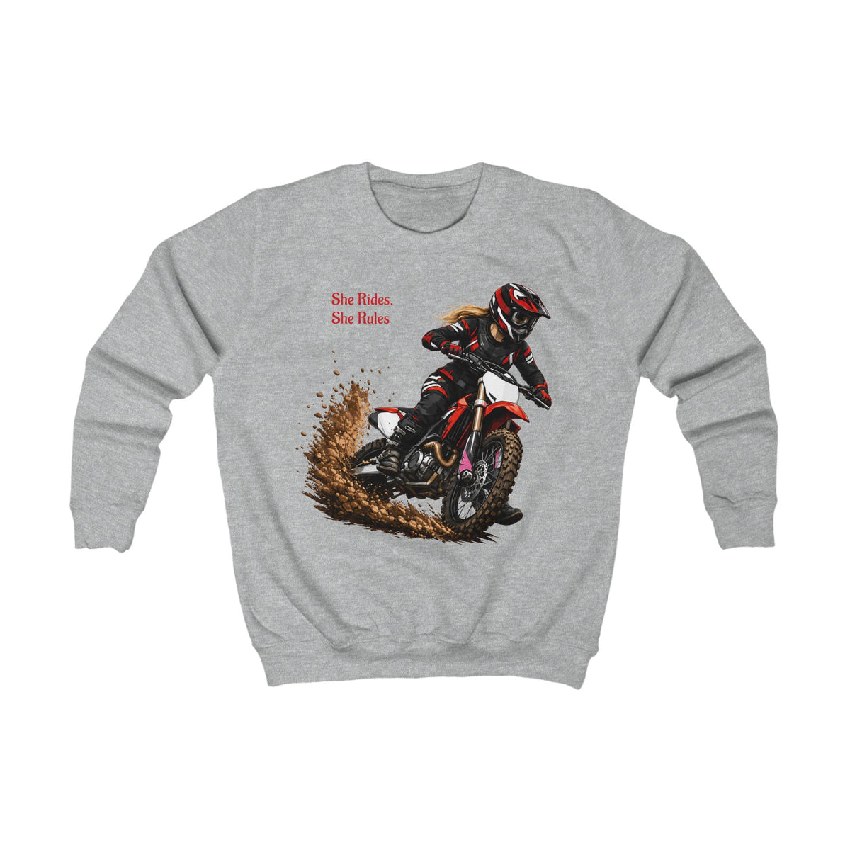 She Rides She Rules Youth Sweatshirt – Girls Motocross Jumper
