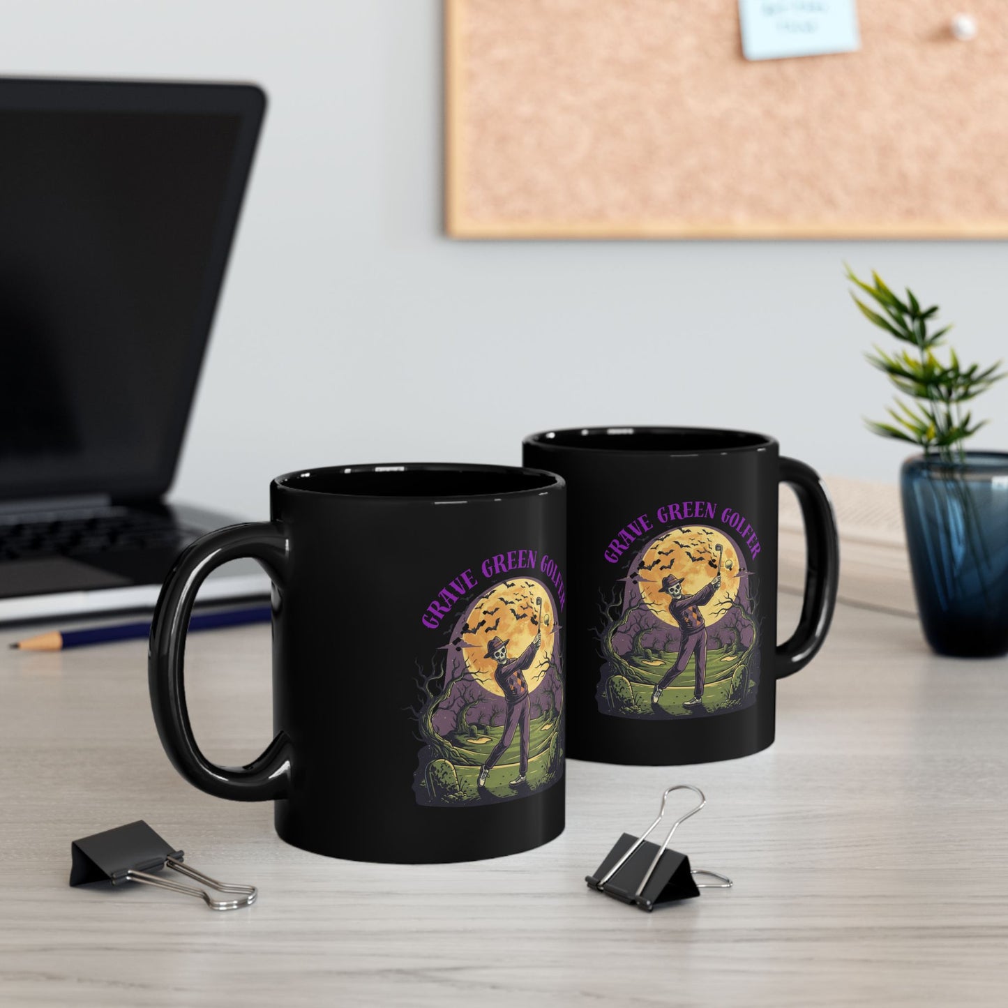 Halloween Golfer schwarze Tasse