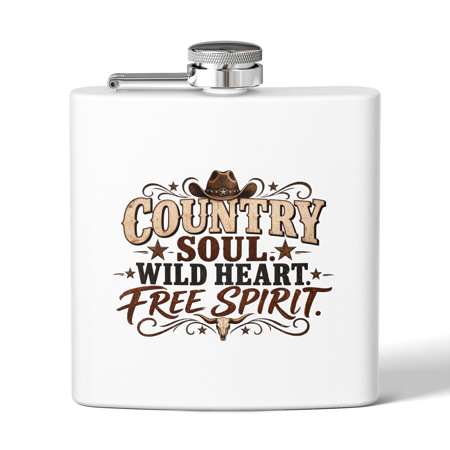 Country Soul Wild Heart Free Spirit Hip Flask