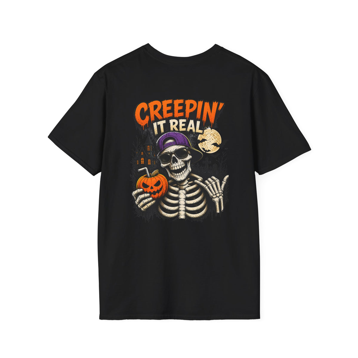 Creepin’ It Real Halloween T-Shirt – Skeleton Graphic Tee
