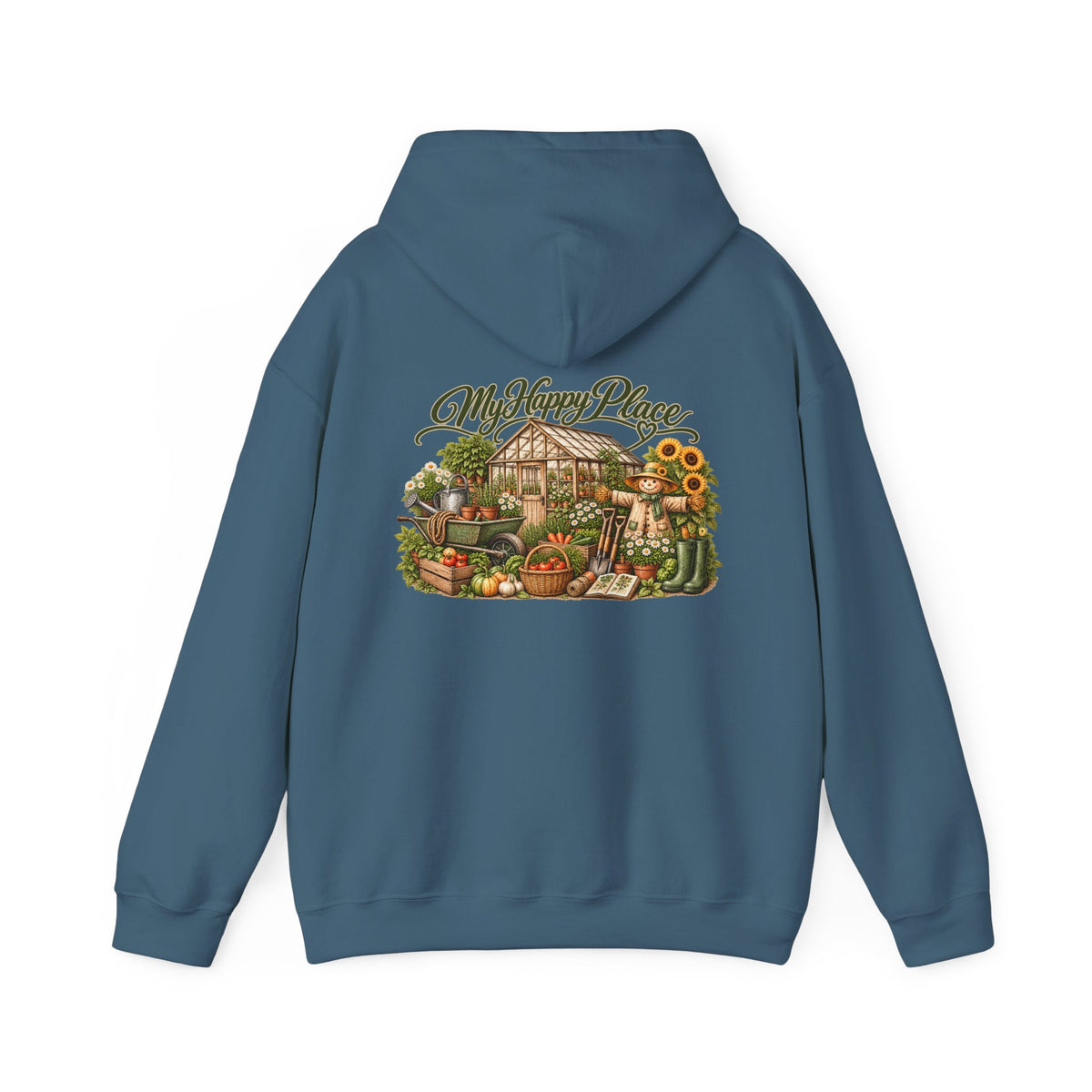 My Happy Place Greenhouse – Back Print Hoodie