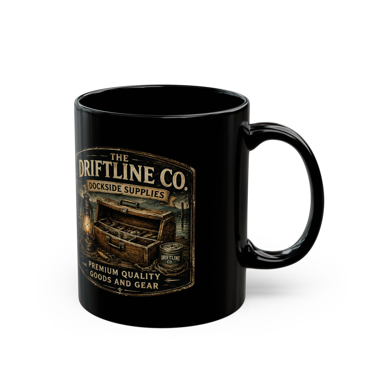 The Driftline Company – Dockside Supplies Black Fishing Mug