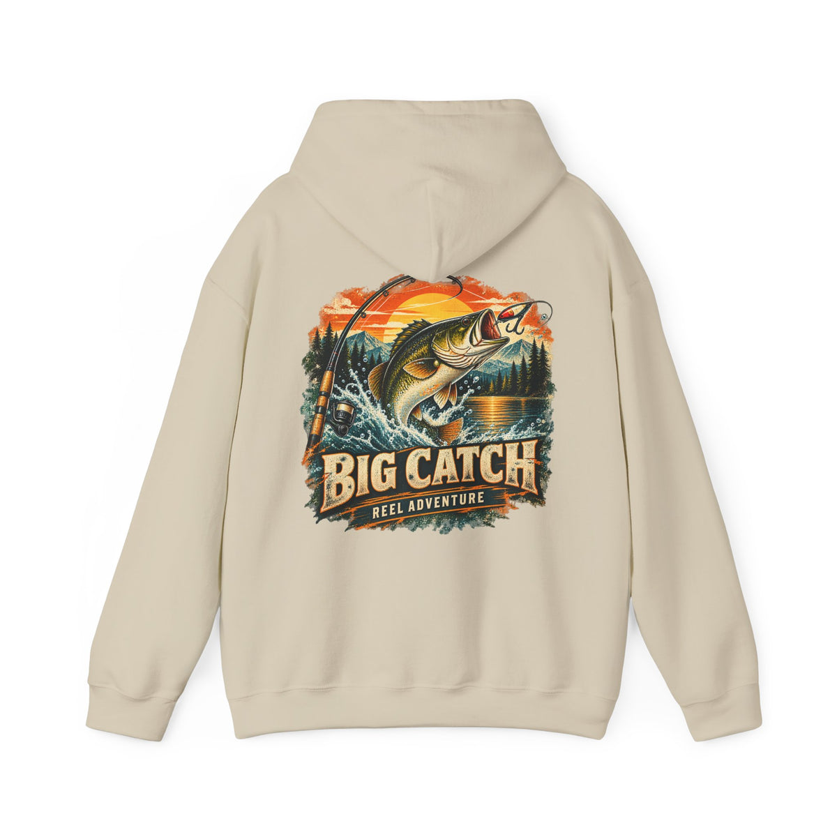 Big Catch Reel Adventure Back Print Hoodie – Vintage Fishing Hoodie