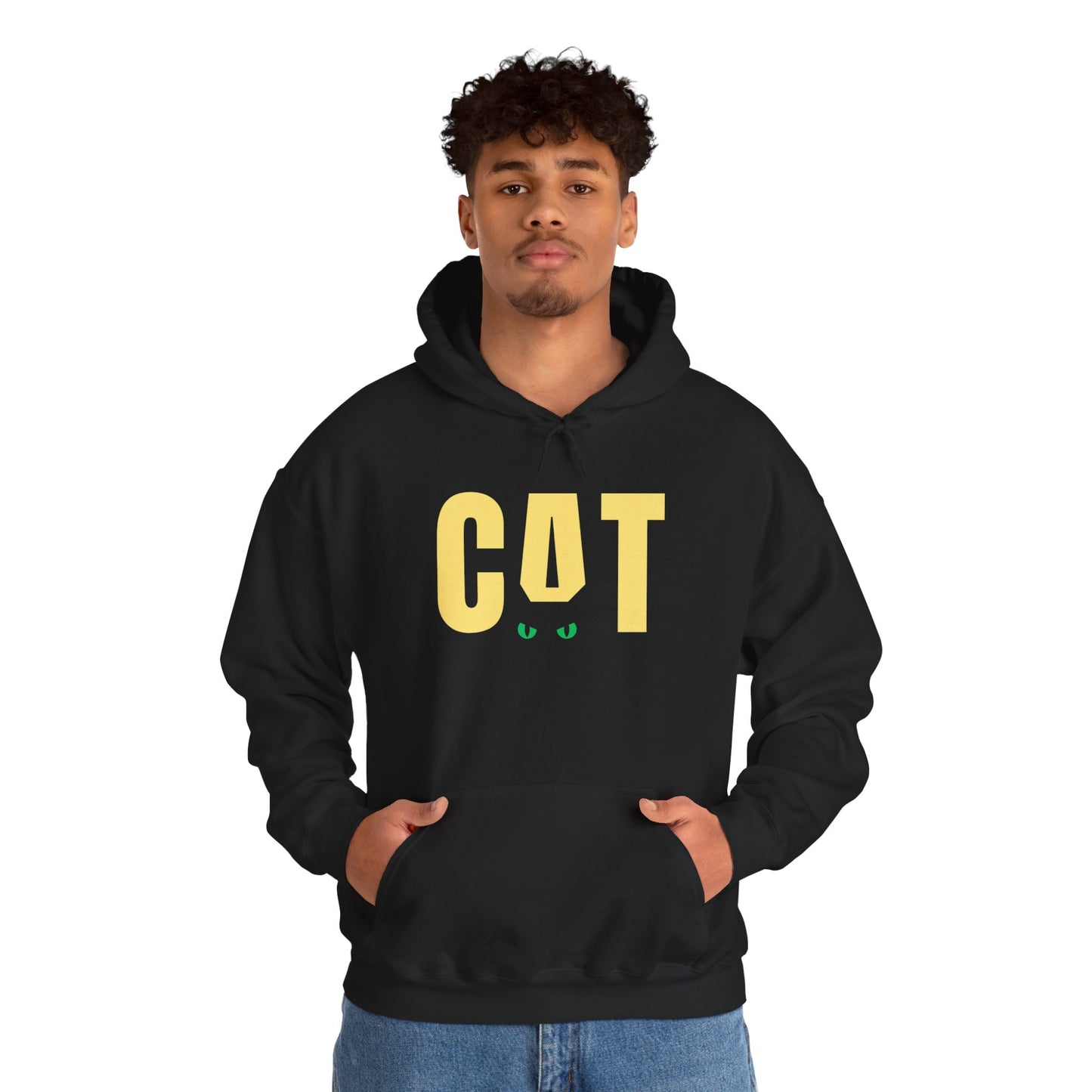 CAT Hoodie | Funny Black Cat Hoodie | Minimalist Cat Lover Pullover | Unisex Sweatshirt