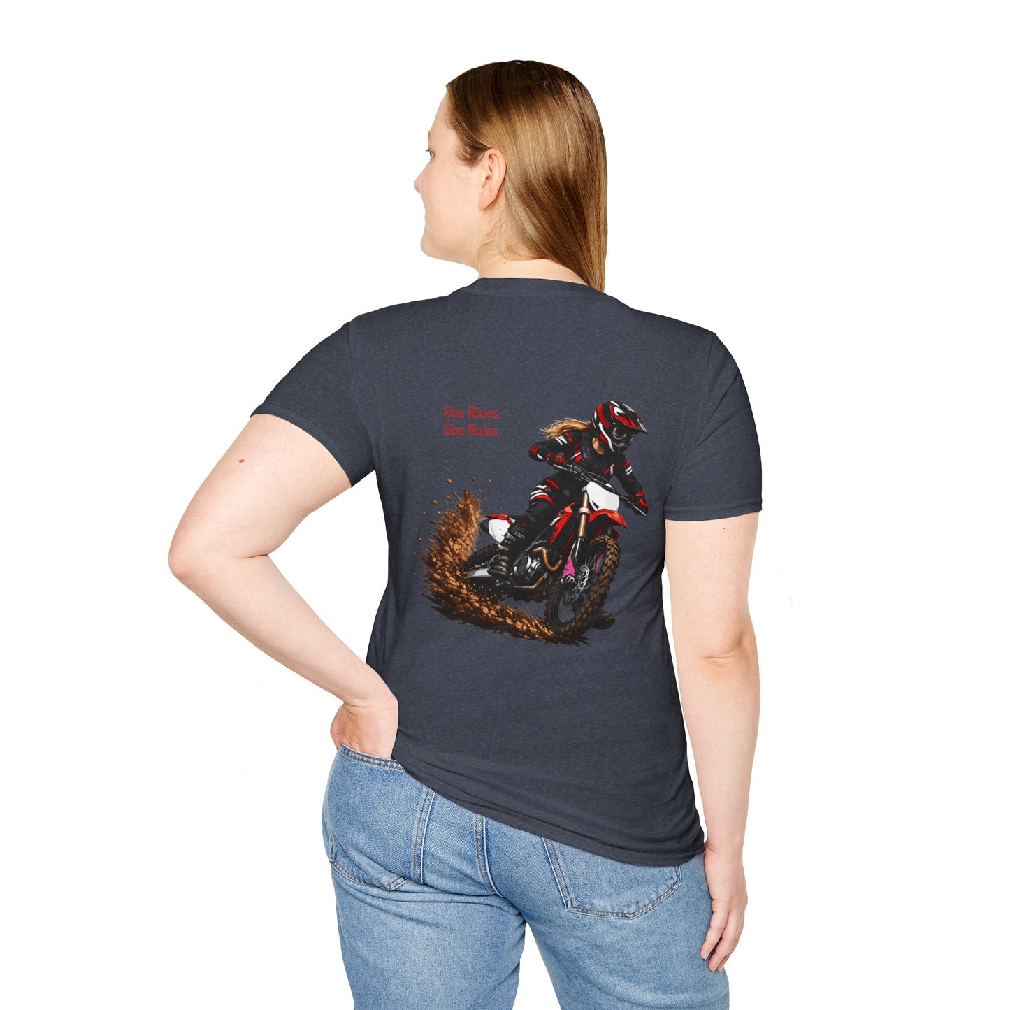 She Rides, She Rules Dirt Bike T-Shirt