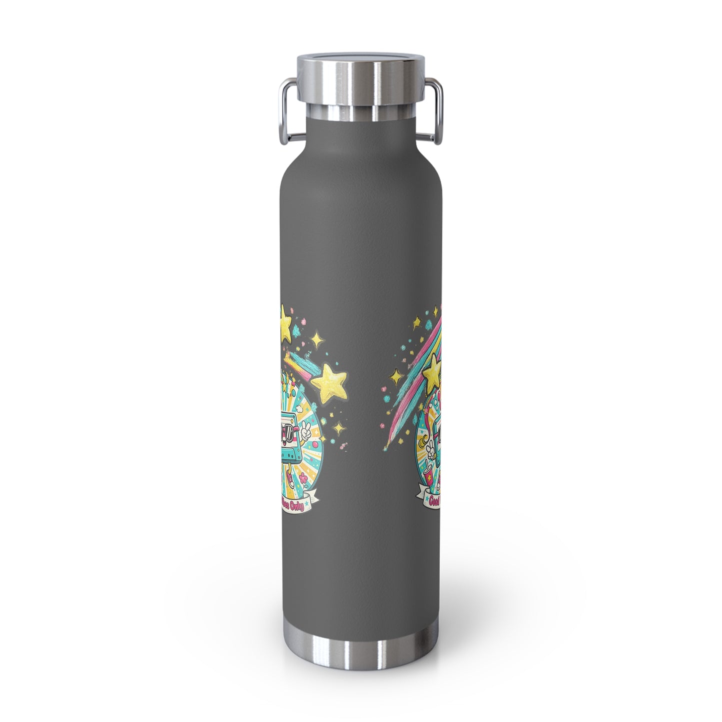 Retro Good Vibes Only Insulated Flask | Colourful Retro Travel Bottle | Stainless Steel Drinks Bottle | 80s & 90s Inspired
