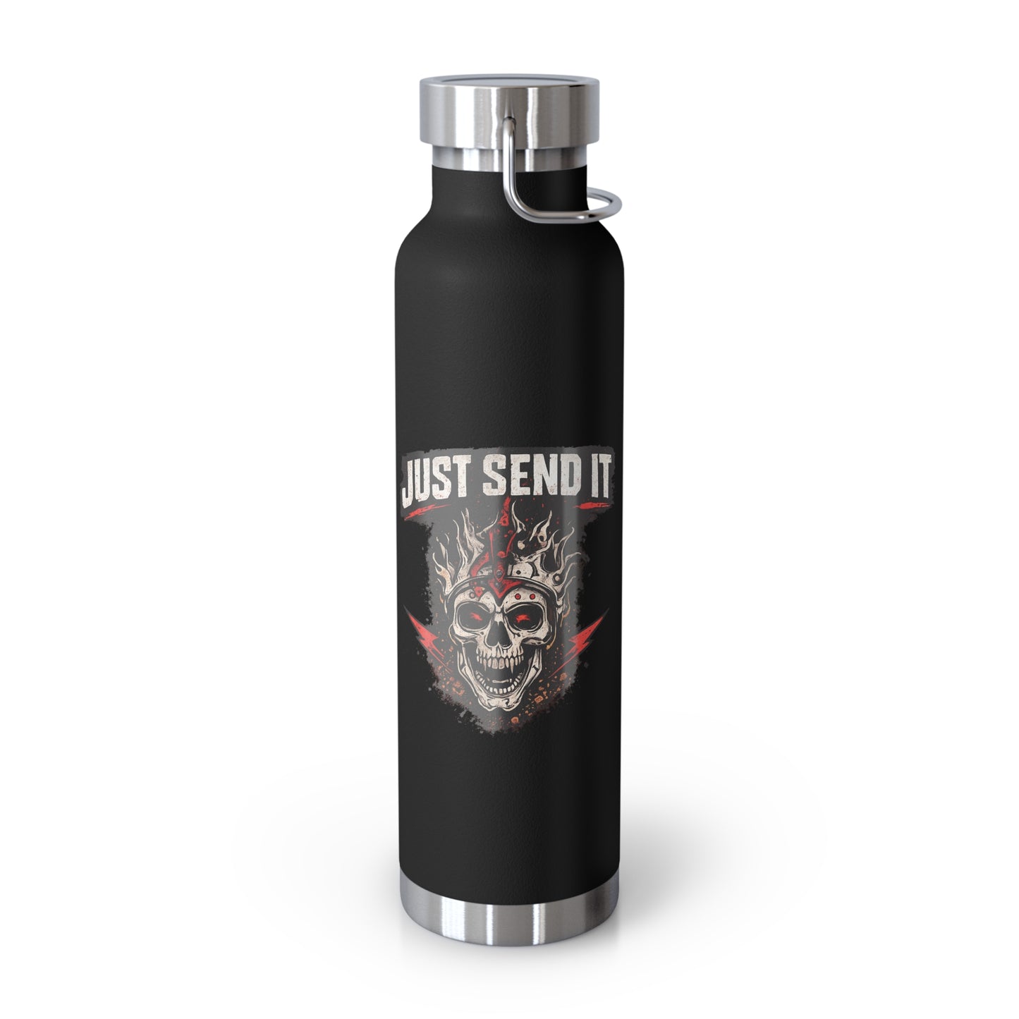 Just Send It Flask   22oz Copper-Insulated Skull & Flames Water Bottle