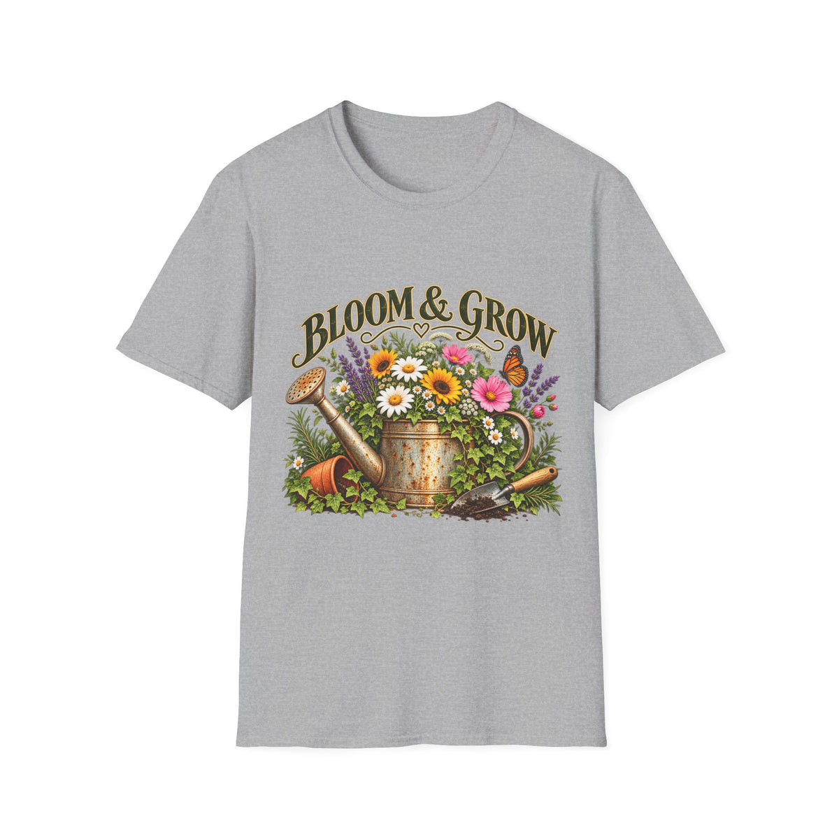 Bloom & Grow Vintage Garden – Front Print T-Shirt