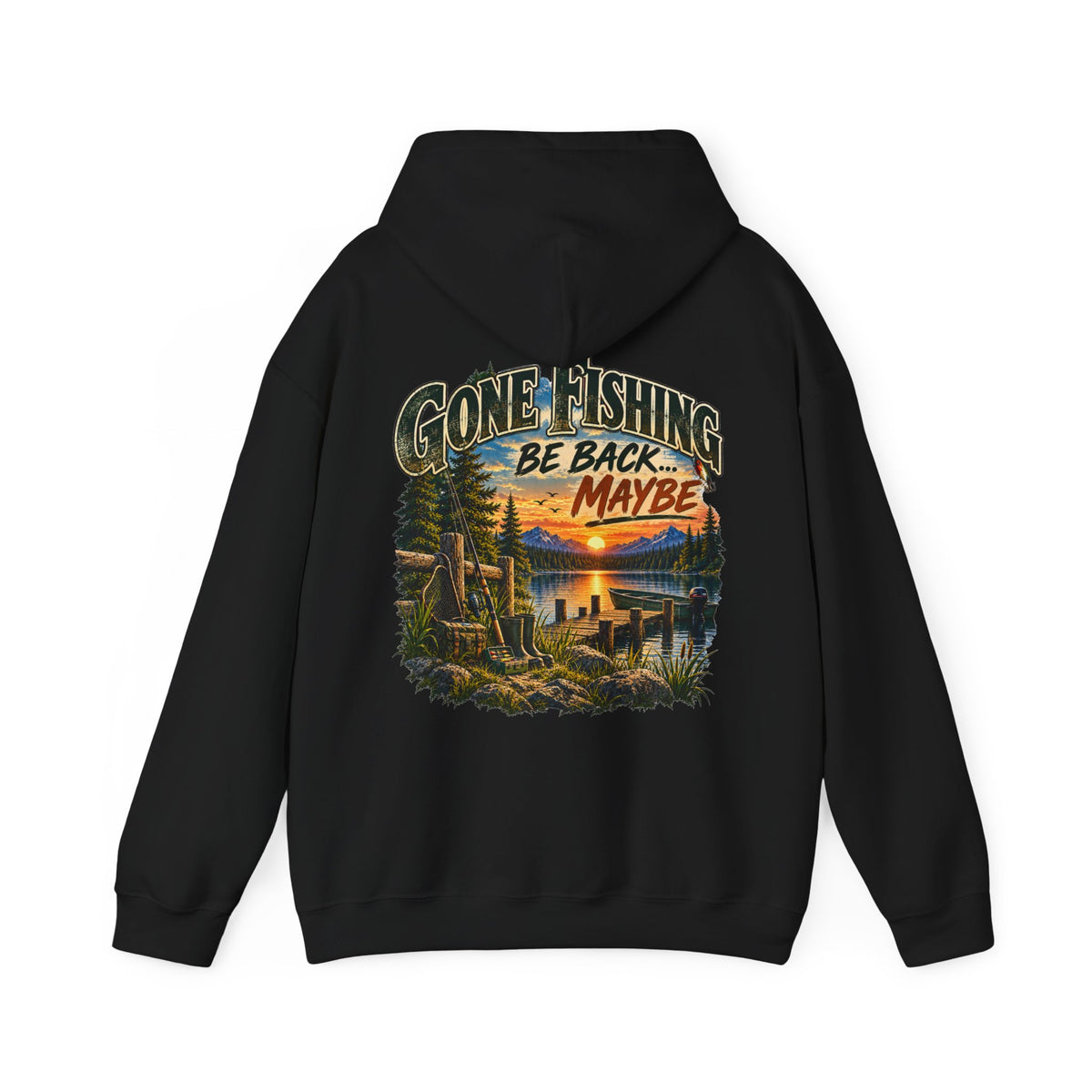 Gone Fishing, Be Back… Maybe Back Print Hoodie – Vintage Fishing Hoodie