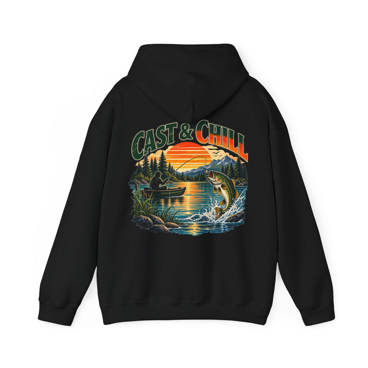 Cast & Chill Back Print Hoodie – Vintage Fishing Hoodie