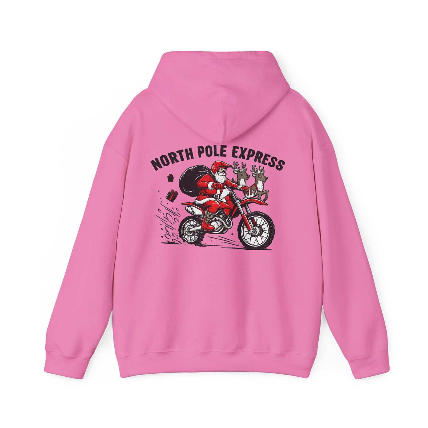 North Pole Express Motocross Christmas Hoodie   Santa Dirt Bike