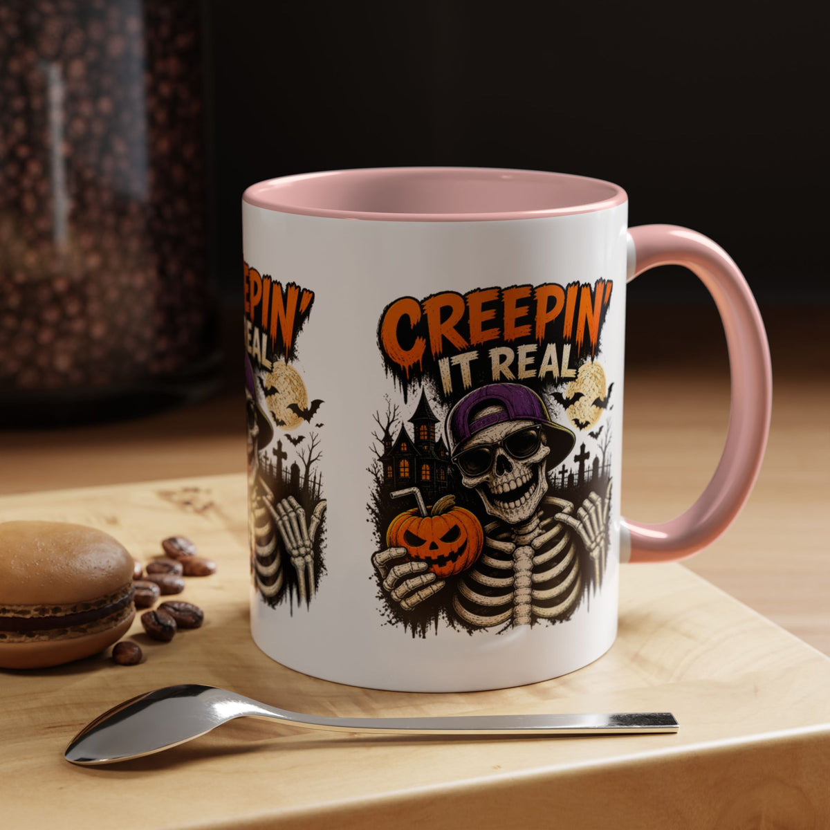 Creepin’ It Real Halloween Accent Mug – Skeleton Coffee Mug