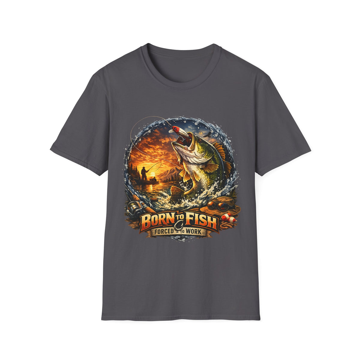 Born to Fish Forced to Work T-Shirt – Fishing Graphic Tee