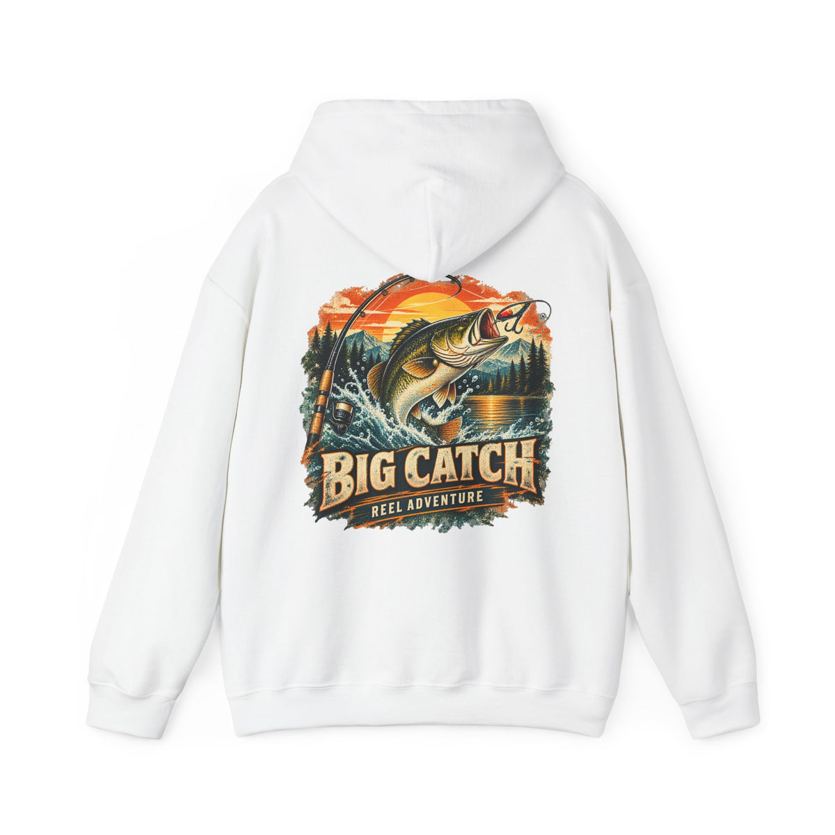 Big Catch Reel Adventure Back Print Hoodie – Vintage Fishing Hoodie