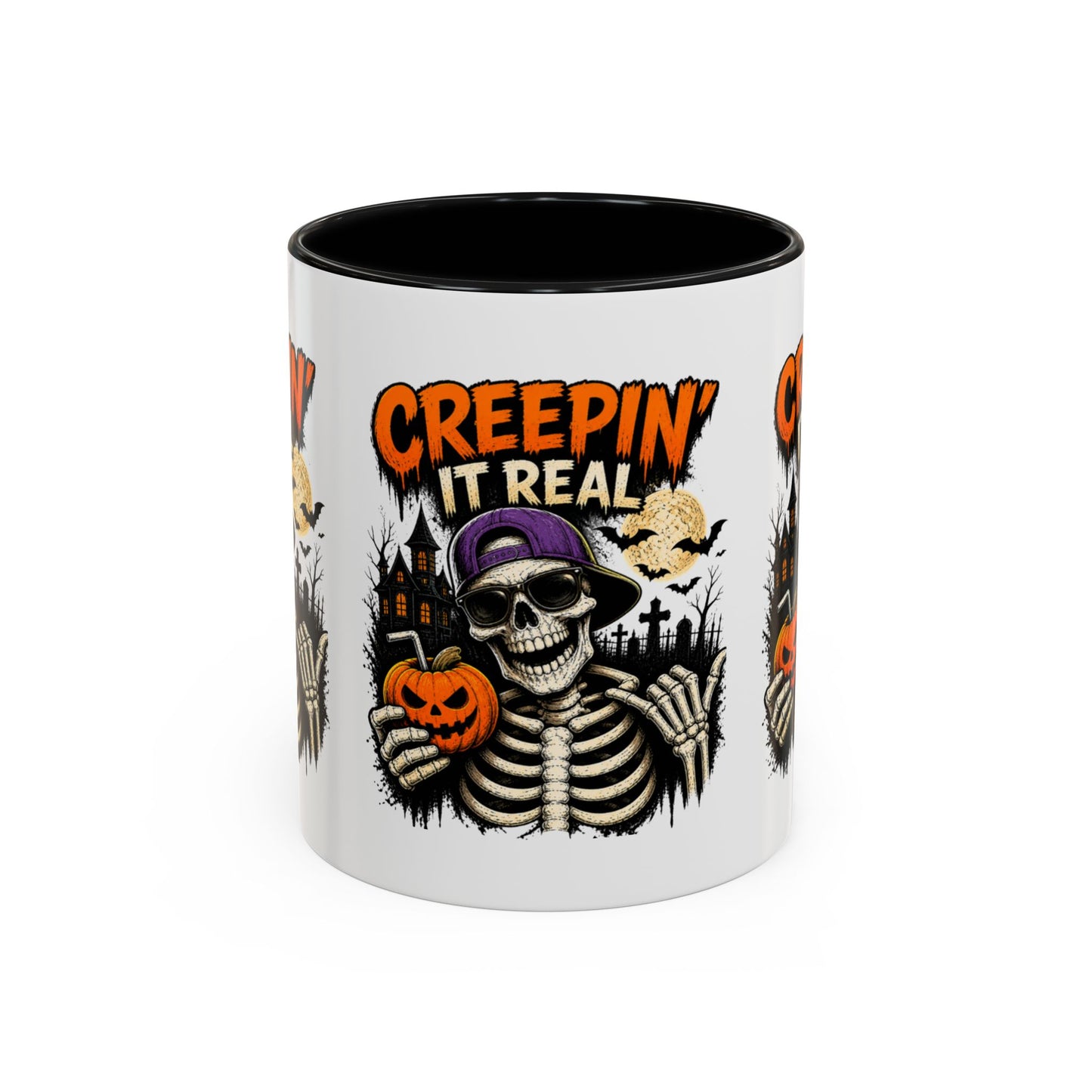 Creepin’ It Real Halloween Accent Mug – Skeleton Coffee Mug