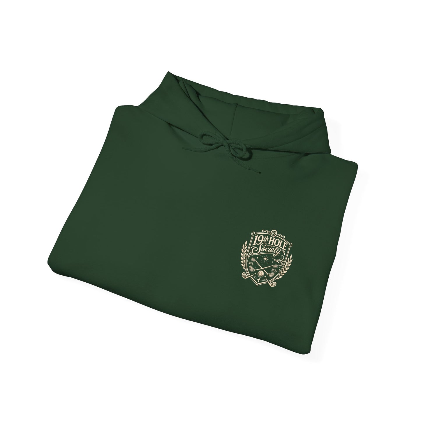 19th Hole Society Golf Hoodie | Vintage Crest Golf Club Hoodie | Premium Front & Back Design