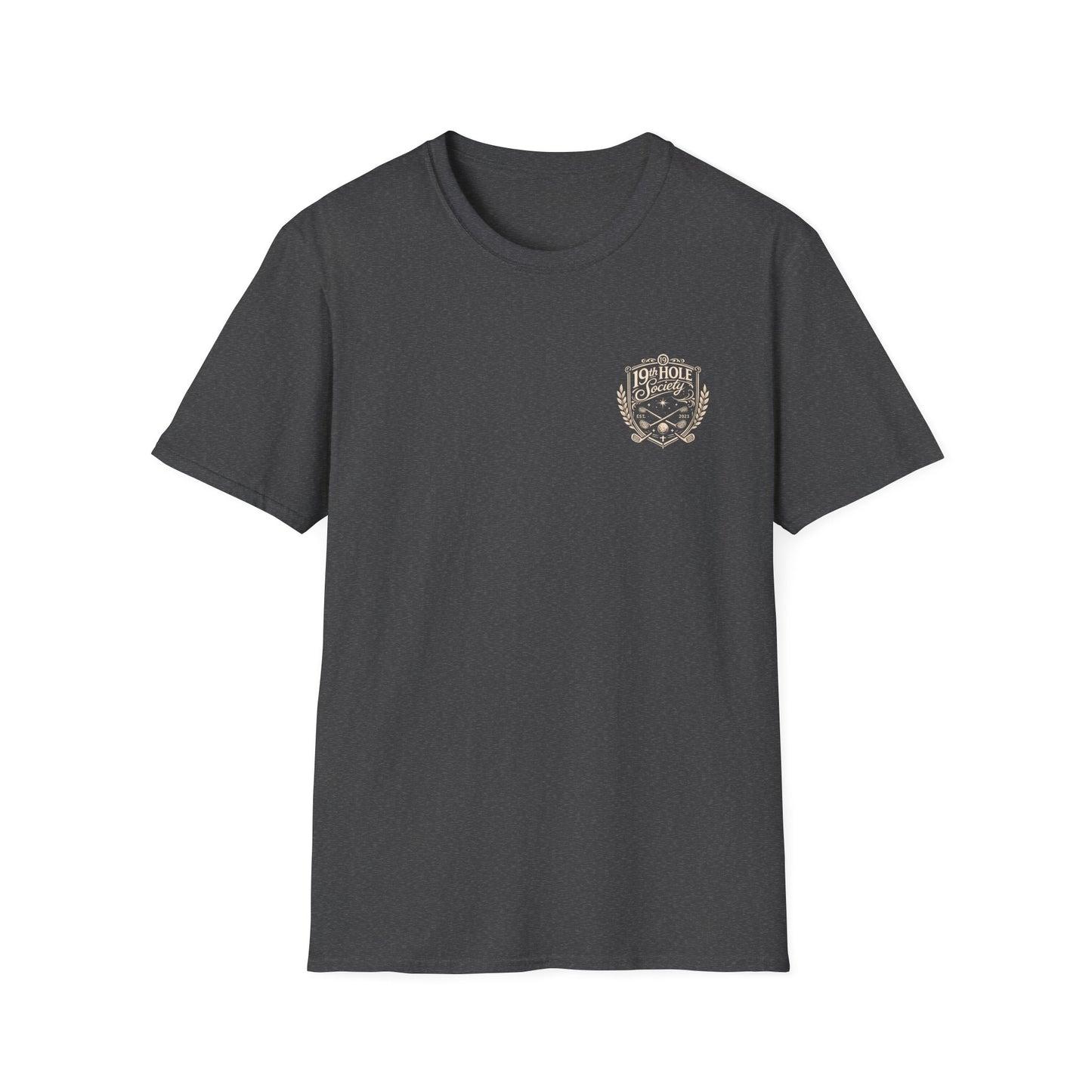 19th Hole Society Golf T-Shirt | Vintage Crest Golf Tee | Premium Clubhouse Style