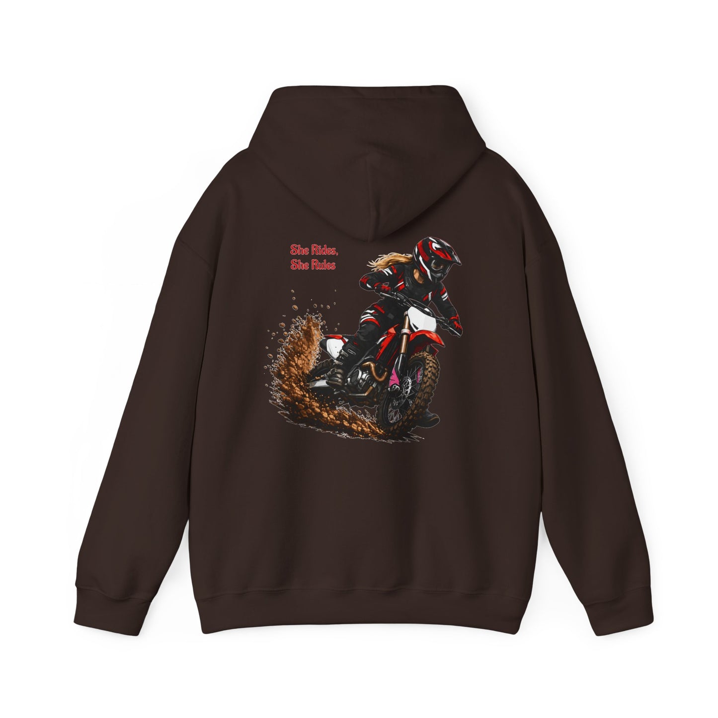 She Rides She Rules Motocross Hoodie — Dirt Bike Racing Sweatshirt for Riders