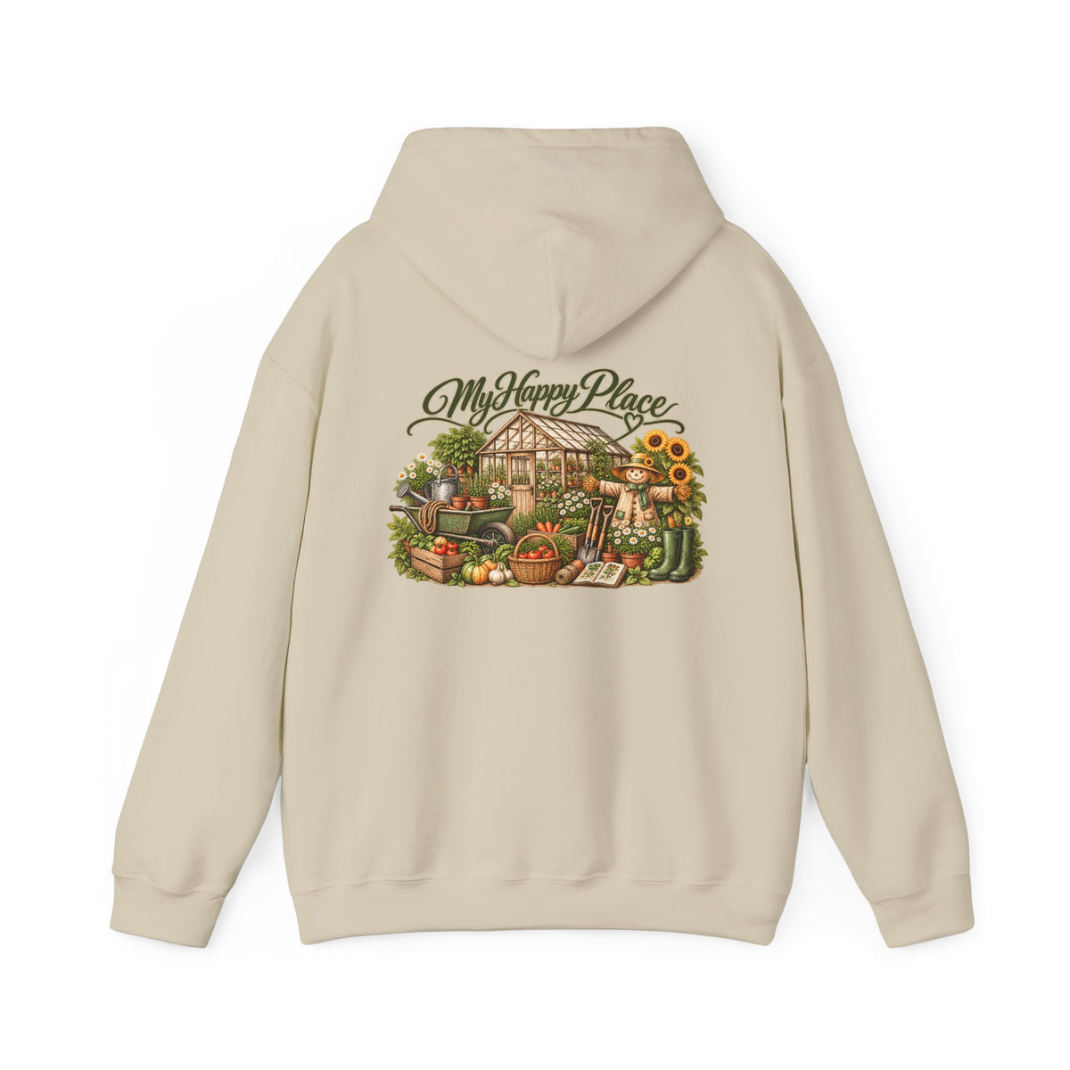 My Happy Place Greenhouse – Back Print Hoodie