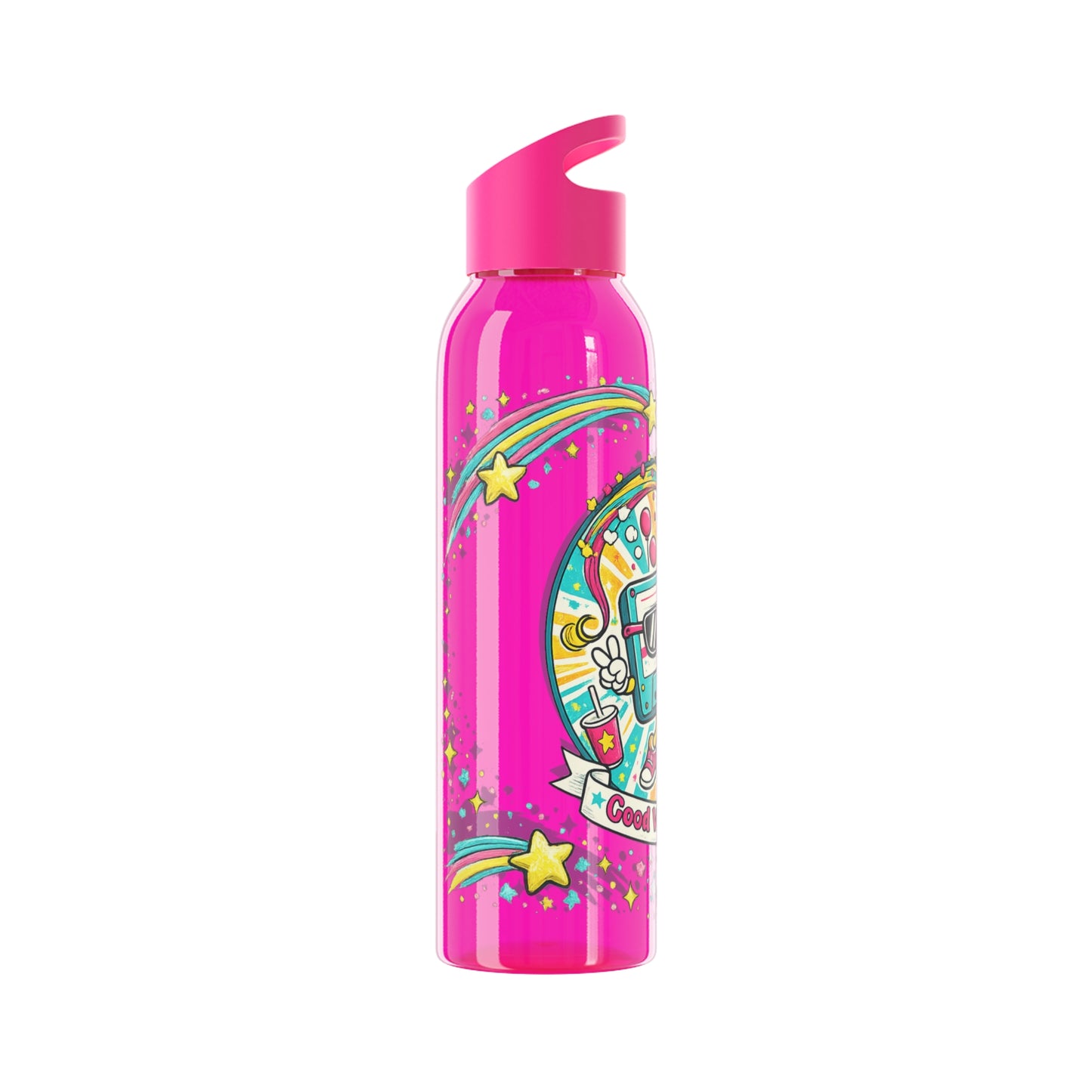 Retro Good Vibes Only Water Bottle | Colourful Reusable Drinks Bottle | Retro Cassette Bottle | 80s & 90s Inspired Hydration